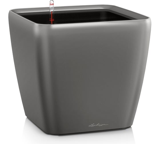 Кашпо LECHUZA Quadro LS Complete 43x43xH39 см, антрацитовый металлик 16183
