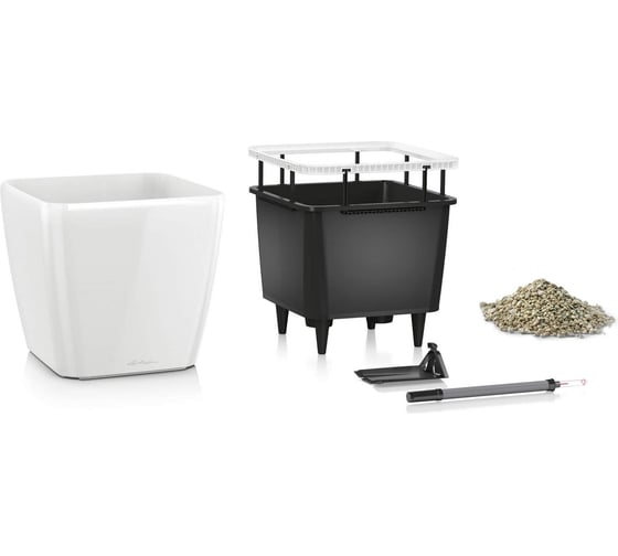 Кашпо LECHUZA Quadro LS Complete 43x43xH39 см, антрацитовый металлик 16183
