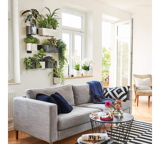 Настенный комплект LECHUZA Green Wall Home Kit Glossy 48x14xH14, белый блестящий 13523
