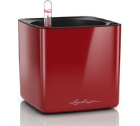 Кашпо LECHUZA Cube Glossy Complete 17x17x16 см, ярко-красный блестящий 13522