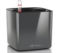 Кашпо LECHUZA Cube Glossy Complete 17x17xH16 см, антрацитовый блестящий 13521