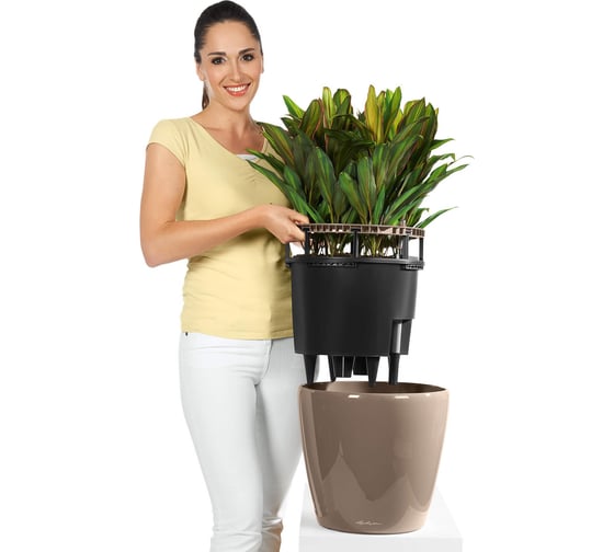 Кашпо LECHUZA Classico LS Complete D43xH39.5 см, черный блестящий 16089