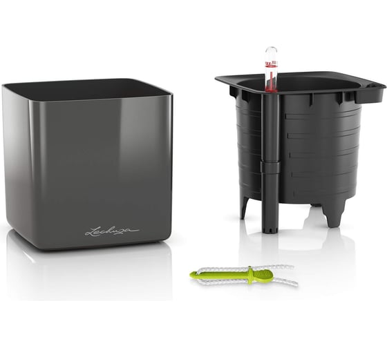 Кашпо Lechuza Cube Glossy Complete 14x14xH14 см, ярко-красный блестящий 13512