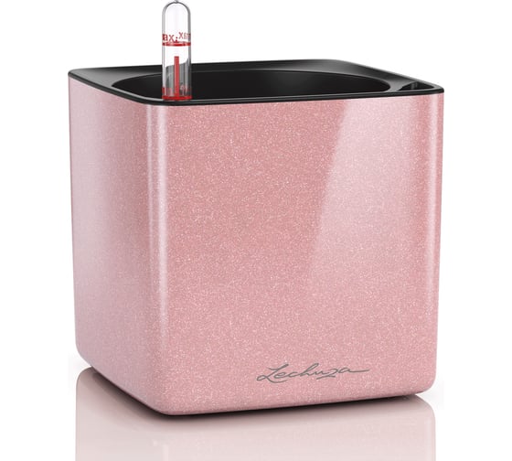 Кашпо Lechuza Cube Glossy Complete 14х14хН14 см, кремовый блестящий 13515