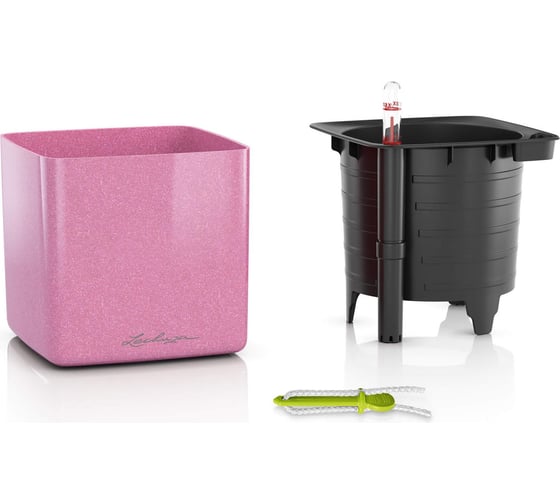 Кашпо Lechuza Cube Glossy Complete 14х14хН14 см, кремовый блестящий 13515