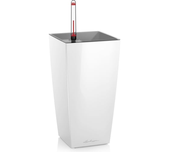 Кашпо LECHUZA Maxi Cubico Complete 14x14xH26 см, белый блестящий 18050