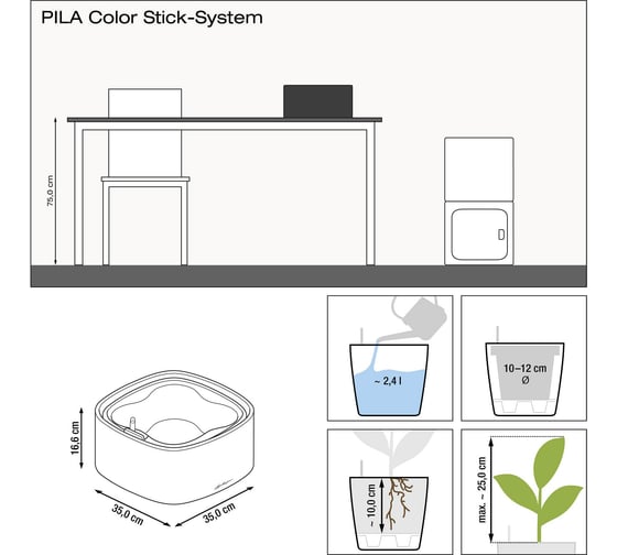 Кашпо LECHUZA PILA STICK-SYSTEM Color голубое 15941