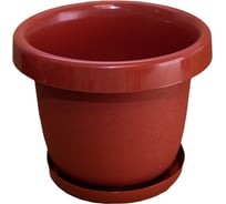 Цветочный горшок с поддонником Каменскволокно кракелюр, 2.9 л, кирпичный 00000037042