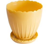 Цветочный горшок с поддонником Каменскволокно 5.5 л, кремовый 00000030434