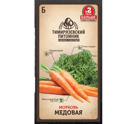Семена Тимирязевский питомник Морковь медовая 4 г 4630035660199