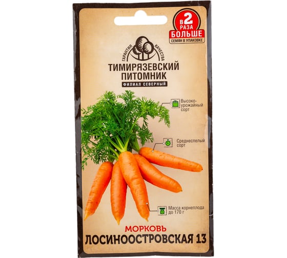 Семена Тимирязевский питомник морковь Лосиноостровская 4 г 4630035660182