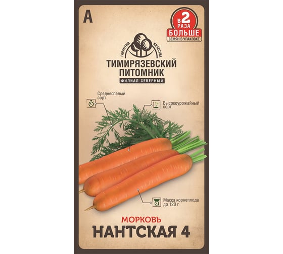 Семена Тимирязевский питомник морковь Нантская 4 4 г 4630035660205