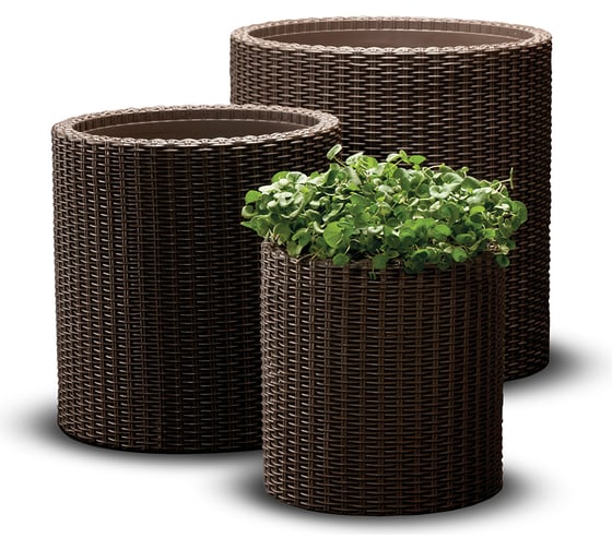 Комплект кашпо Keter S+M+L CYLINDER PLANTERS коричневое, 3 шт. 17197934КР