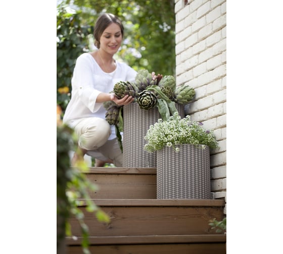 Комплект кашпо Keter S+M+L CYLINDER PLANTERS коричневое, 3 шт. 17197934КР
