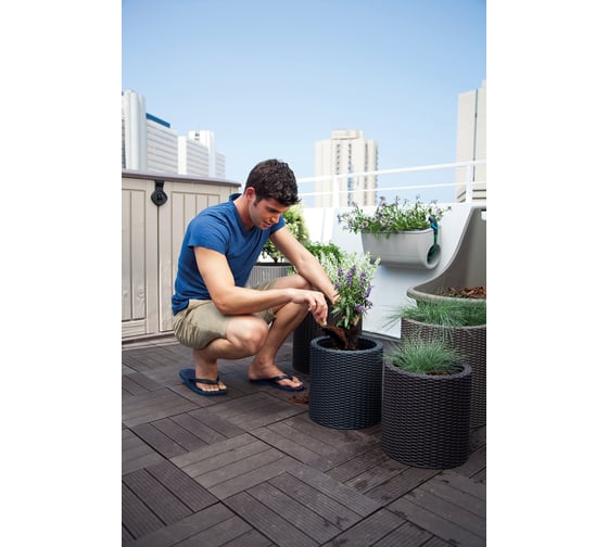 Комплект кашпо Keter S+M+L CYLINDER PLANTERS коричневое, 3 шт. 17197934КР