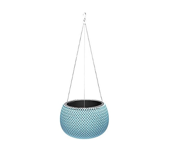 Кашпо Эльфпласт Lace 3,9 л, пластик, подвесное, серо-голубой, d290х290 см, h700 мм 072602