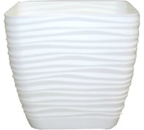 Квадратное кашпо с поддоном FormPlastic 3610-011 Sahara petit 13х11.8 см, 1.3 л, белое 056247