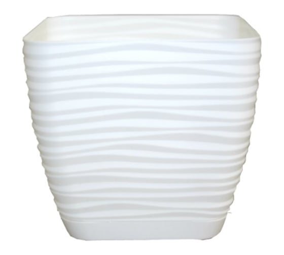 Квадратное кашпо с поддоном FormPlastic 3610-011 Sahara petit 13х11.8 см, 1.3 л, белое 056247 1