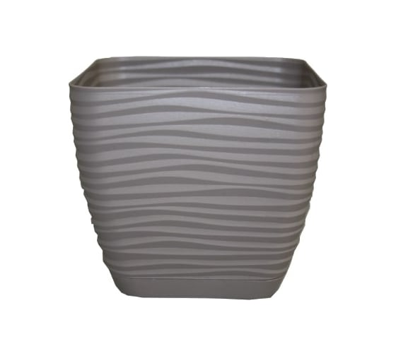 Квадратное кашпо с поддоном FormPlastic 3640-051 Sahara petit 19х17.3 см, 4.2 л, жемчужно-коричневое 056509