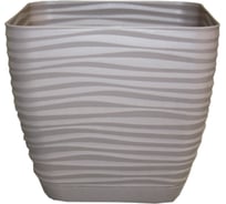Квадратное кашпо с поддоном FormPlastic 3620-055 Sahara petit 15х13.6 см, 2 л, светло-серое 058516
