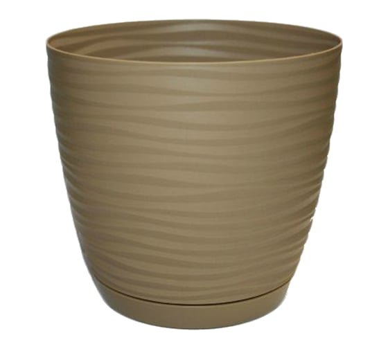 Кашпо с поддоном FormPlastic 3000-001 Sahara petit 13х11.8 см, 1 л, кофе 050474 1
