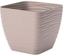 Квадратное кашпо с поддоном FormPlastic 3630-002 Sahara petit 17х15.4 см, 3 л, кофе 058518