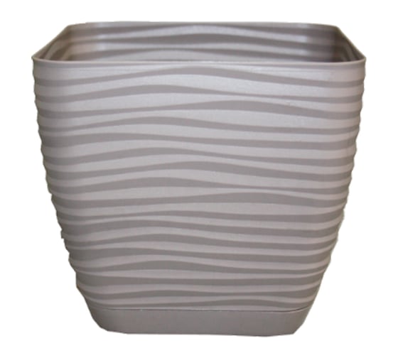 Квадратное кашпо с поддоном FormPlastic 3610-055 Sahara petit 13х11.8 см, 1.3 л, светло-серое 058513 1
