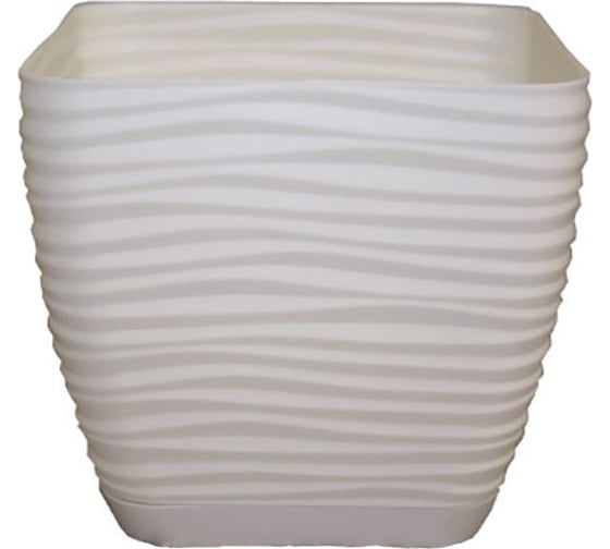 Квадратное кашпо с поддоном FormPlastic 3620-001 Sahara petit 15х13.6 см, 2 л, кремовове 056251 1