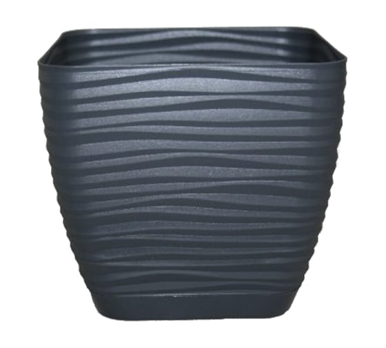 Квадратное кашпо с поддоном FormPlastic 3620-014 Sahara petit 15х13.6 см, 2 л, антрацит 056253 1