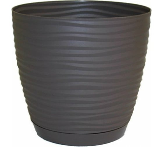 Кашпо с поддоном FormPlastic 3000-063 Sahara petit 11х10 см, 0.65 л, темно-серое 055543 1