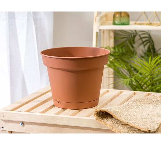 Горшок для цветов Idiland Mint D240 мм, 5 л, с поддоном, терракотовый 221612132/01