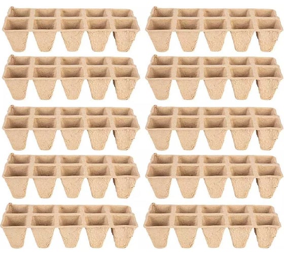 Малые торфяные сажалки VERTO 2x5 отверстий, 22x8.5x5.5 см, 10 шт 15G466