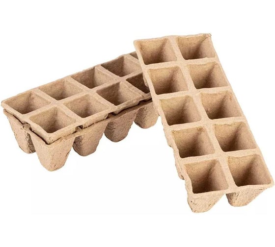 Малые торфяные сажалки VERTO 2x5 отверстий, 22x8.5x5.5 см, 10 шт 15G466