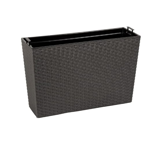 Цветник с вкладышем LAMELA Sp.z o. 629 WERBENA rattan 19х56х36.5 см, графит 039164