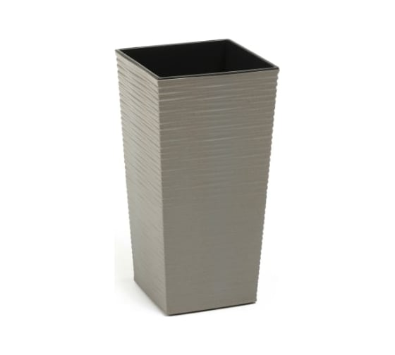 Кашпо с вкладышем LAMELA Sp.z o. 822 FINEZJA ECO rattan 25х25х46 см, серое 058879