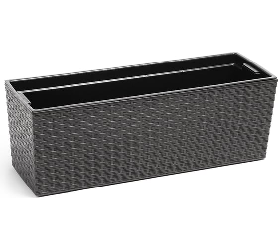 Цветник с вкладышем LAMELA Sp.z o. BEGONIA rattan 625 19х56х19.5 см, графит 037178