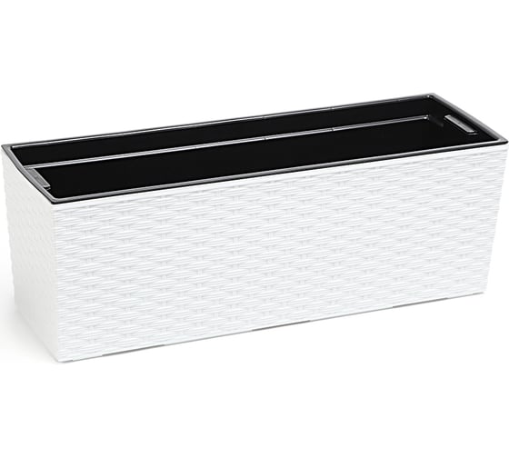 Цветник с вкладышем LAMELA Sp.z o. BEGONIA rattan 625 19х56х19.5 см, белое 037025 1