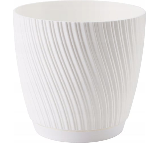 Кашпо с поддоном FormPlastic MIKA 4540 011 13х11.8 см, 1.14 л, белое 062246 1