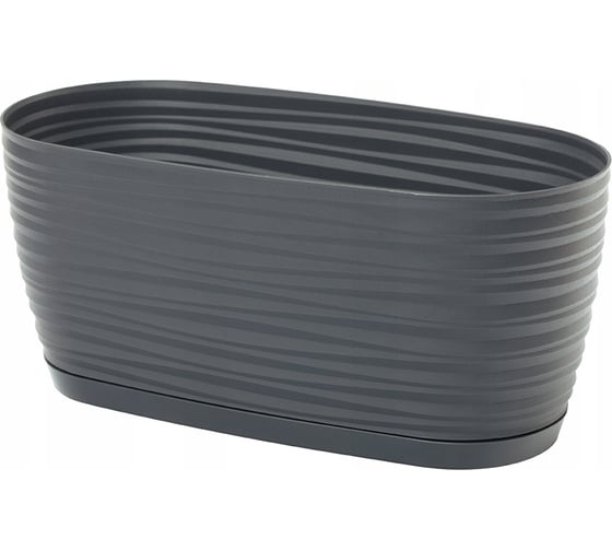 Кашпо с поддоном FormPlastic Sahara petit 3110 014 27х13х11.85 см, 2.65 л, антрацит 050500 1