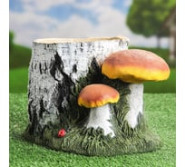 Фигурное кашпо Сималенд Пень берёзовый с грибами 3564152