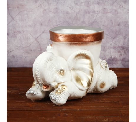 Фигурное кашпо Сималенд Слон с горшком белый, 17х30 см 2694307