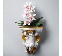 Настенное кашпо Сималенд Ангел №3 бело-золотистое, 23х21 см 3556561