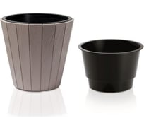 Кашпо с вкладышем Prosperplast Woode DBWO490 7529U 48.8х45.7 см, жемчужно-коричневое 050946