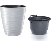 Кашпо с вкладышем Prosperplast MAZE DBMZ300 S449 низкое, 29.6х32.9 см, 8/16 л, белое 061252