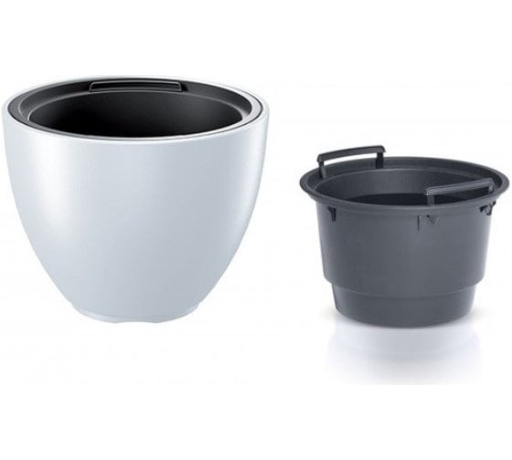 Кашпо с вкладышем Prosperplast HEOS DBHEM300 S449 29.8х23 см, 8/10 л, белое 061686 1