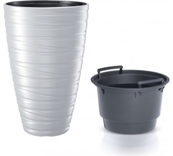 Кашпо с вкладышем Prosperplast MAZE DPMZ400 S449 высокое, 37.5х57.9 см, 18/43 л, белое 062216