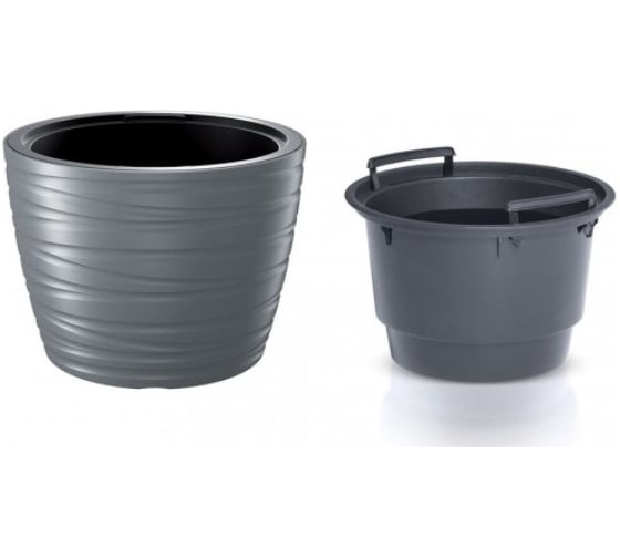 Кашпо с вкладышем Prosperplast MAZE DLMZ400 405U 37.5х27.9 см, 18/22 л, серый камень 062582 1