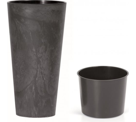 Кашпо с вкладышем Prosperplast Tubus Slim Effect DTUS250E S433 25х47 см, антрацит 059303 1