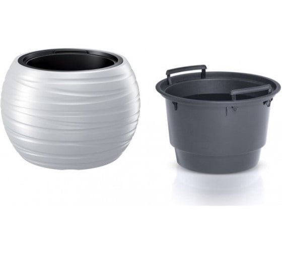 Кашпо с вкладышем Prosperplast MAZE DBMZK400 S449 круглое, 39.6х26 см, 8/16 л, белое 062576 1