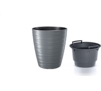 Кашпо с вкладышем Prosperplast MAZE DBMZ300 405U низкое, 29.6х32.9 см, 8/16 л, серый камень 061248